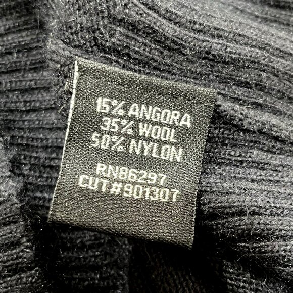 BCBG Max Azria Black Angora Wool Tunic Sweater w/ Rhinestone Logo Size M - Picture 6 of 7